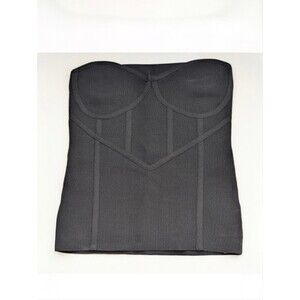 Zara Women's (Size M) Black Stretch Fabric Strapless Bustier/Corset/Bandeau/Top